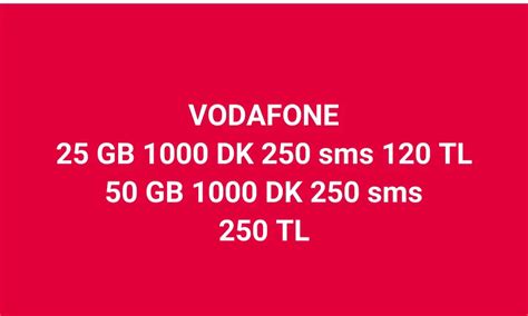 Vodafone 25 tl 500 dk 5000 sms 2gb internet